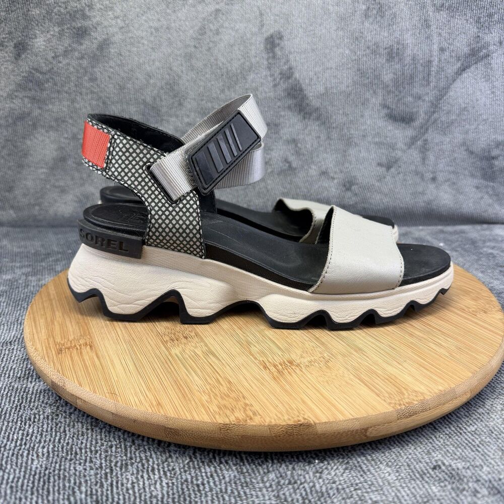 Sorel Sandals Womens Size 9.5 Gray Slingback Leather Cushioned NL3568-D81